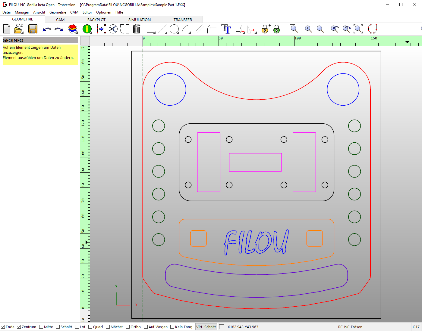 2D CAD direkt in der FILOU-NC Software
